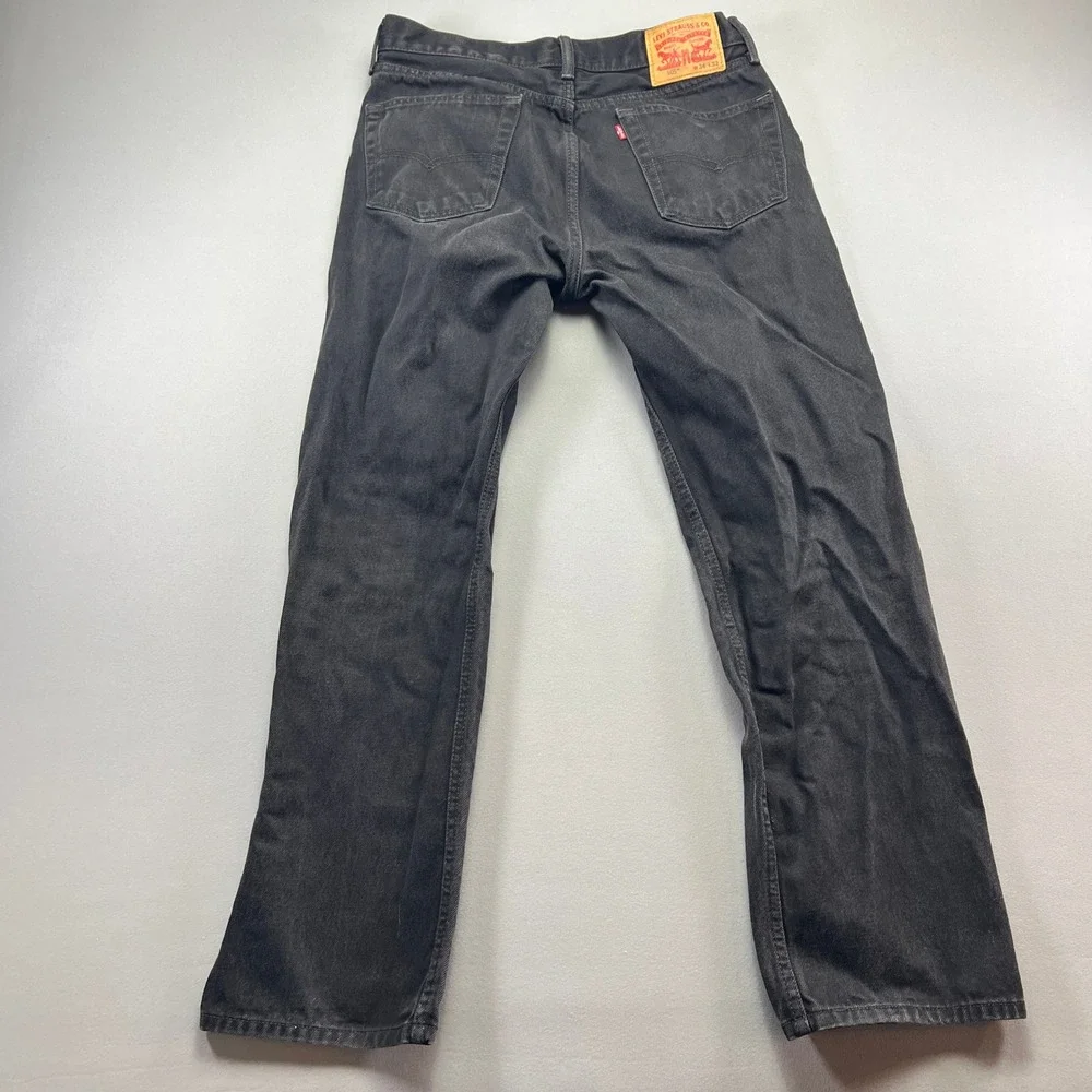 Levi's 505 Jeans Mens 34x32 Black Denim Cotton Regular Fit Mid Rise Straight Leg